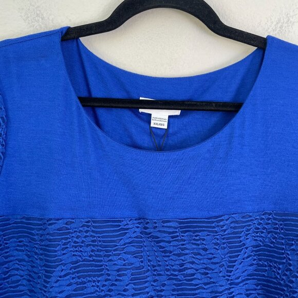 NEW Calvin Klein Womens Plus XXL Short Sleeve Textured Knit Top Blue Shirt - Picture 7 of 10